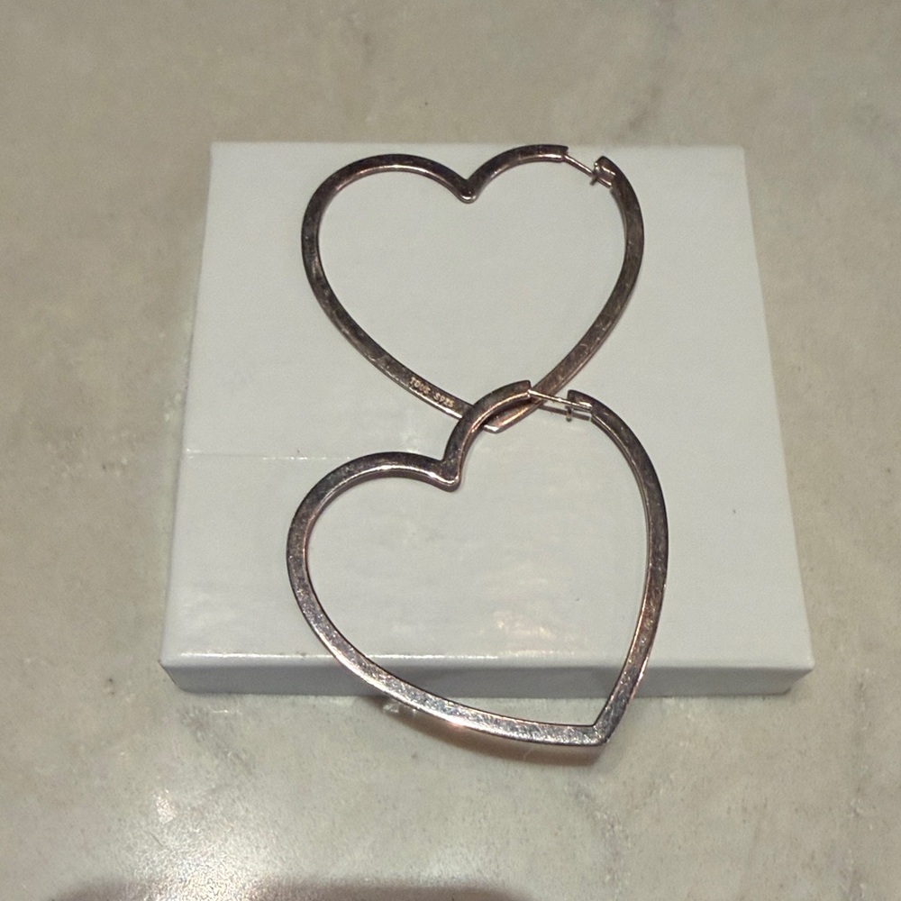 Tous Sterling Silver Heart Hoops